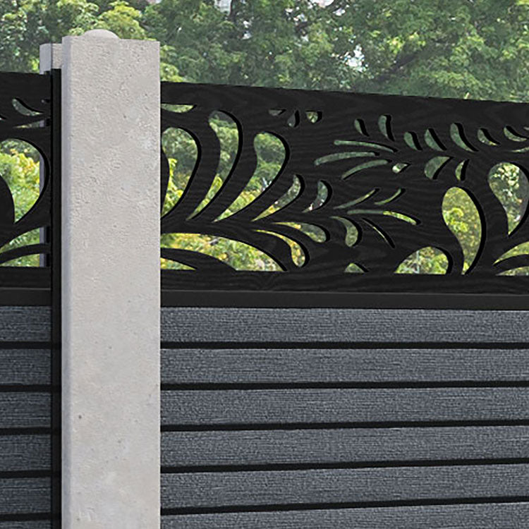 Hudson Petal Fence Panel - Anthracite - for existing concrete posts