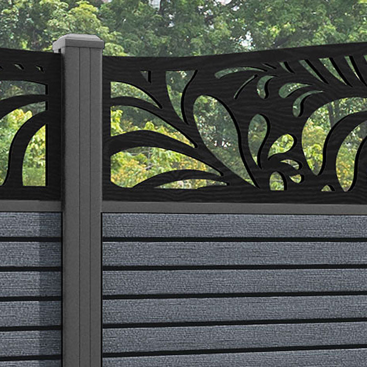 Hudson Petal Curved Top Fence Panel - Anthracite - with our aluminium posts