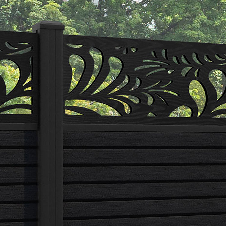 Hudson Petal Fence Panel - Black - with our aluminium posts