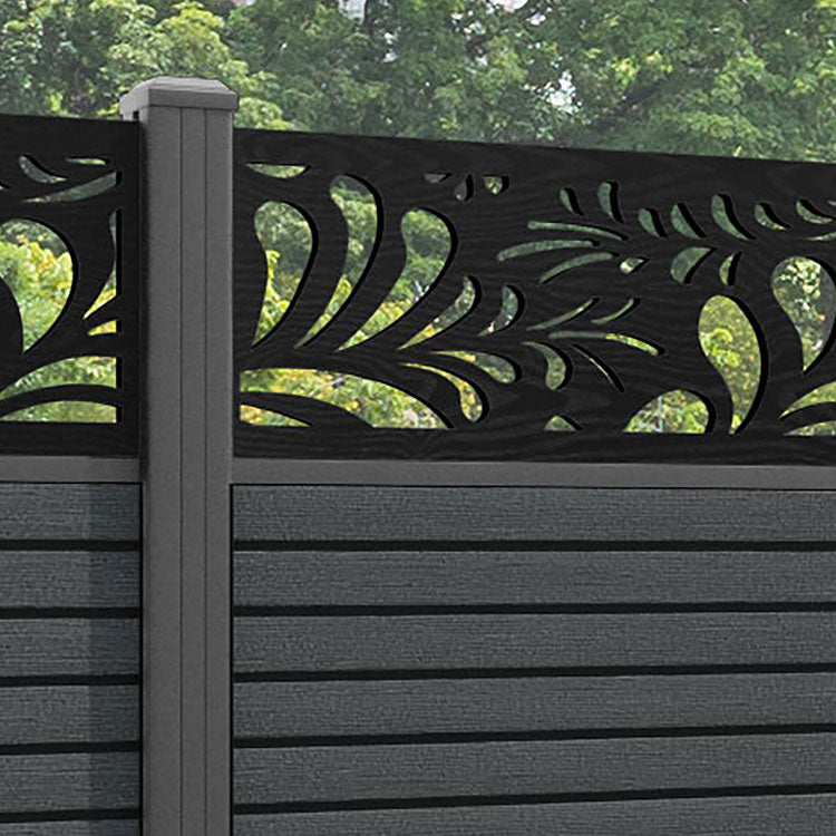 Hudson Petal Fence Panel - Dark Grey - with our aluminium posts