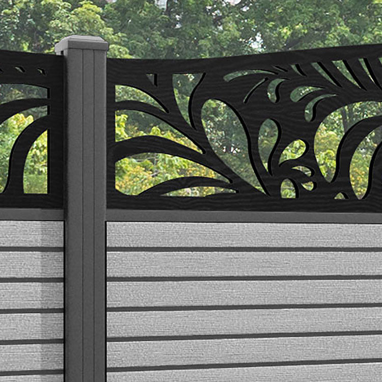 Hudson Petal Curved Top Fence Panel - Light Grey - with our aluminium posts