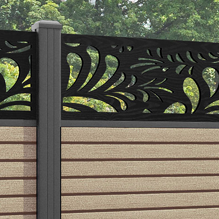Hudson Petal Fence Panel - Light Oak - with our aluminium posts