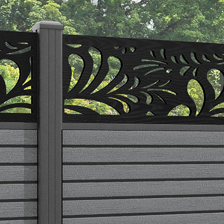 Hudson Petal Fence Panel - Mid Grey - with our aluminium posts