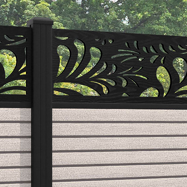 Hudson Petal Fence Panel - Mid Stone - with our aluminium posts