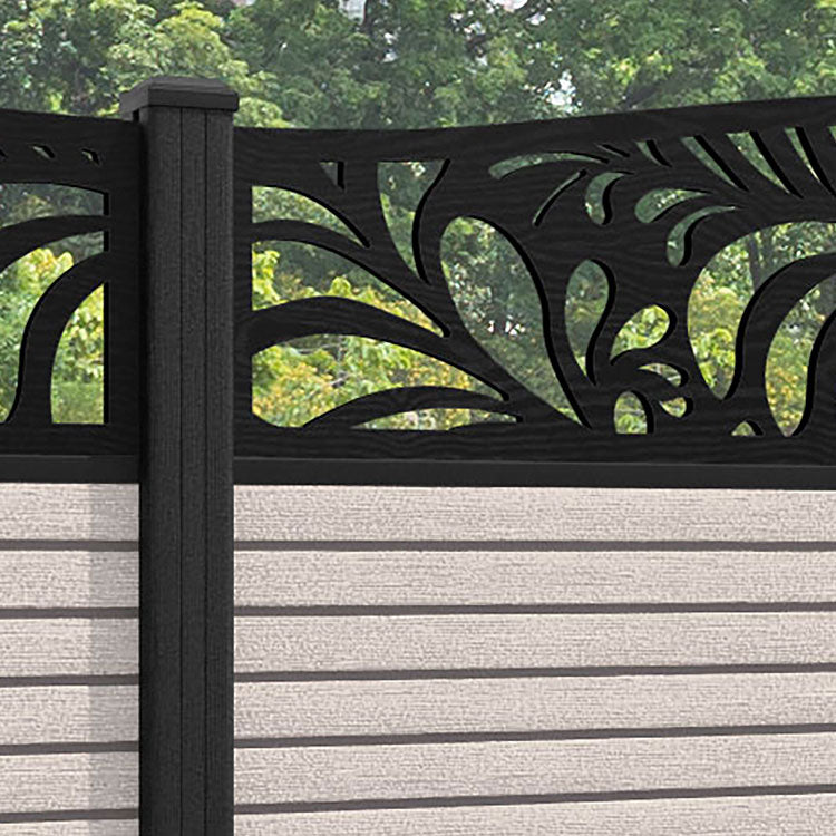 Hudson Petal Curved Top Fence Panel - Mid Stone - with our composite posts