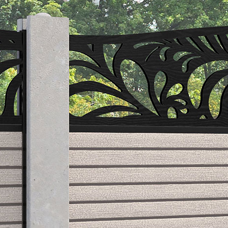 Hudson Petal Curved Top Fence Panel - Mid Stone - for existing concrete posts