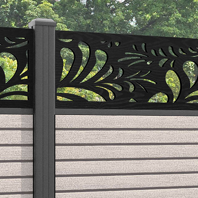 Hudson Petal Fence Panel - Mid Stone - with our aluminium posts