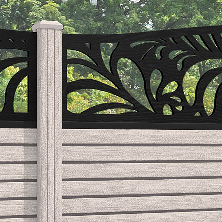 Hudson Petal Curved Top Fence Panel - Mid Stone - with our composite posts