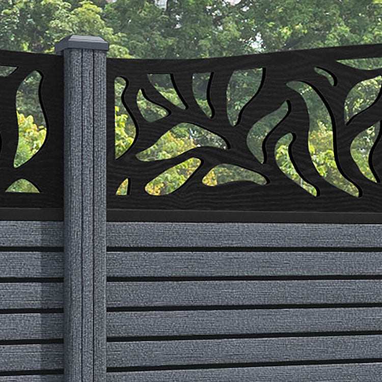 Hudson Plume Curved Top Fence Panel - Anthracite - with our composite posts