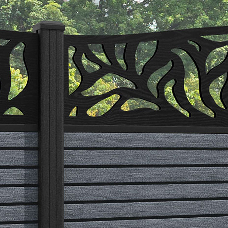 Hudson Plume Curved Top Fence Panel - Anthracite - with our composite posts