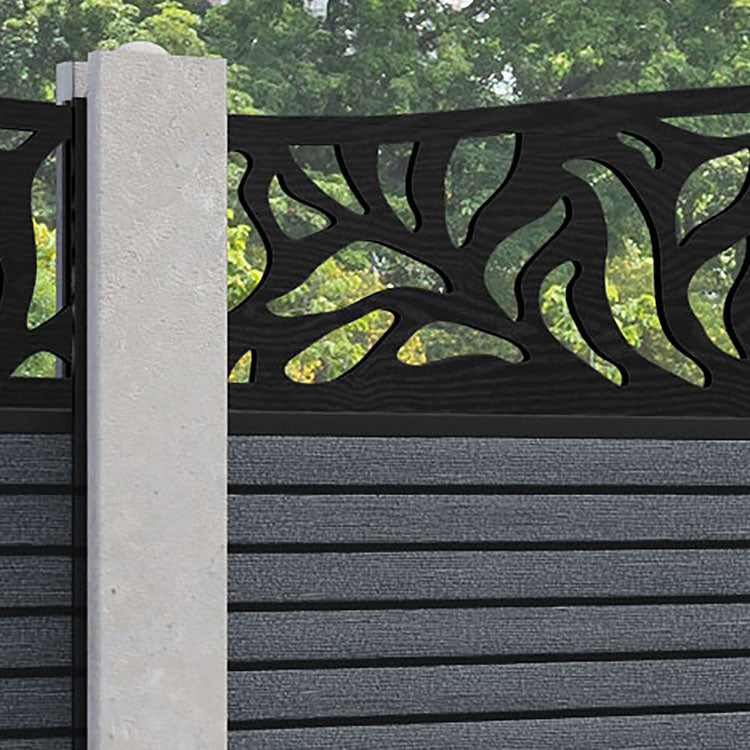 Hudson Plume Curved Top Fence Panel - Anthracite - for existing concrete posts