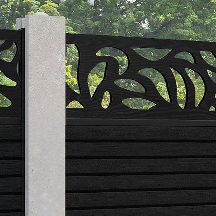 Hudson Plume Fence Panel - Black - for existing concrete posts
