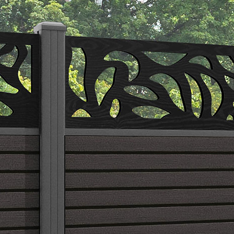 Hudson Plume Fence Panel - Dark Oak - with our aluminium posts