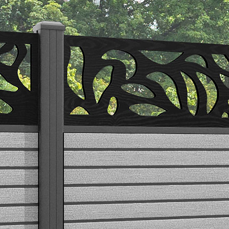 Hudson Plume Fence Panel - Light Grey - with our aluminium posts