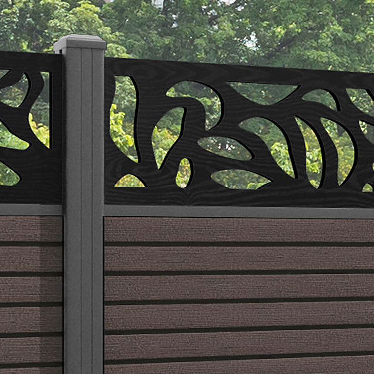 Hudson Plume Fence Panel - Mid Brown - with our aluminium posts
