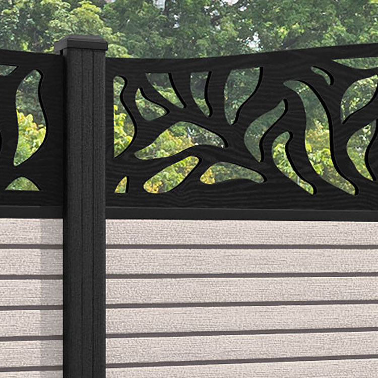 Hudson Plume Curved Top Fence Panel - Mid Stone - with our composite posts