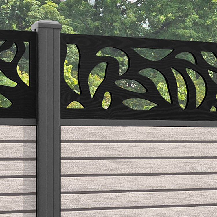 Hudson Plume Fence Panel - Mid Stone - with our aluminium posts