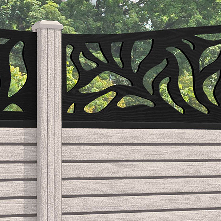 Hudson Plume Curved Top Fence Panel - Mid Stone - with our composite posts