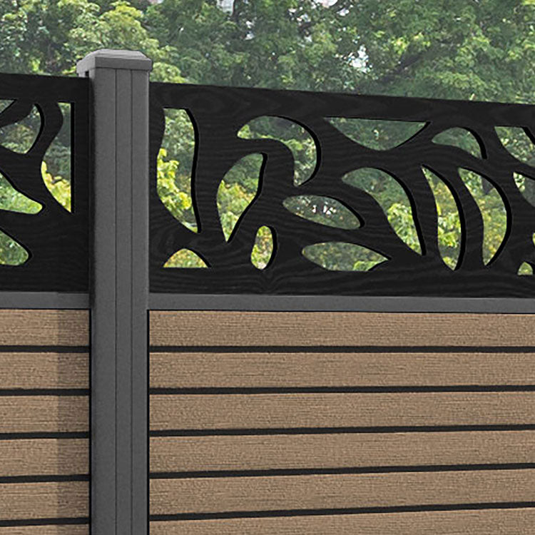 Hudson Plume Fence Panel - Teak - with our aluminium posts