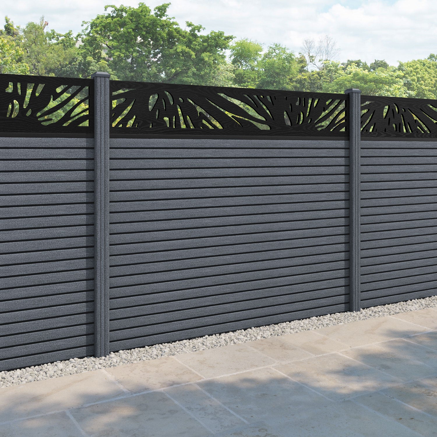 Hudson Poppy Fence Panel - Anthracite - with our composite posts