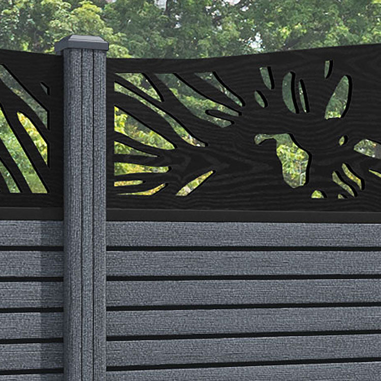 Hudson Poppy Curved Top Fence Panel - Anthracite - with our composite posts