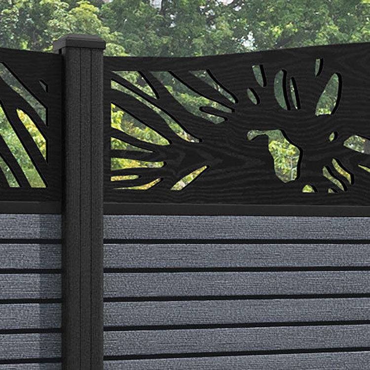 Hudson Poppy Curved Top Fence Panel - Anthracite - with our composite posts