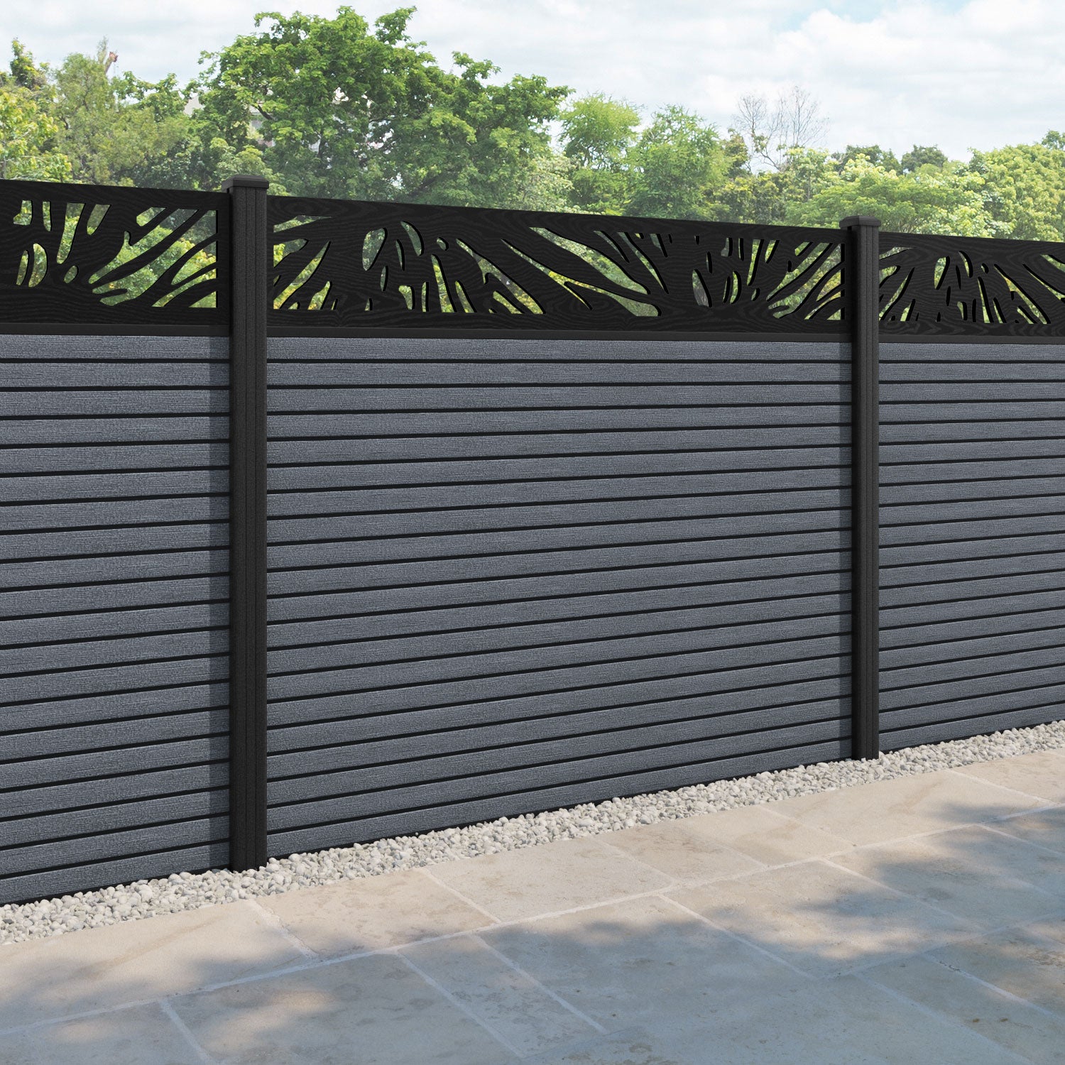 Hudson Poppy Fence Panel - Anthracite - with our composite posts