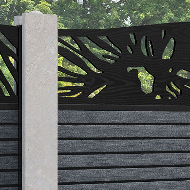 Hudson Poppy Curved Top Fence Panel - Anthracite - for existing concrete posts