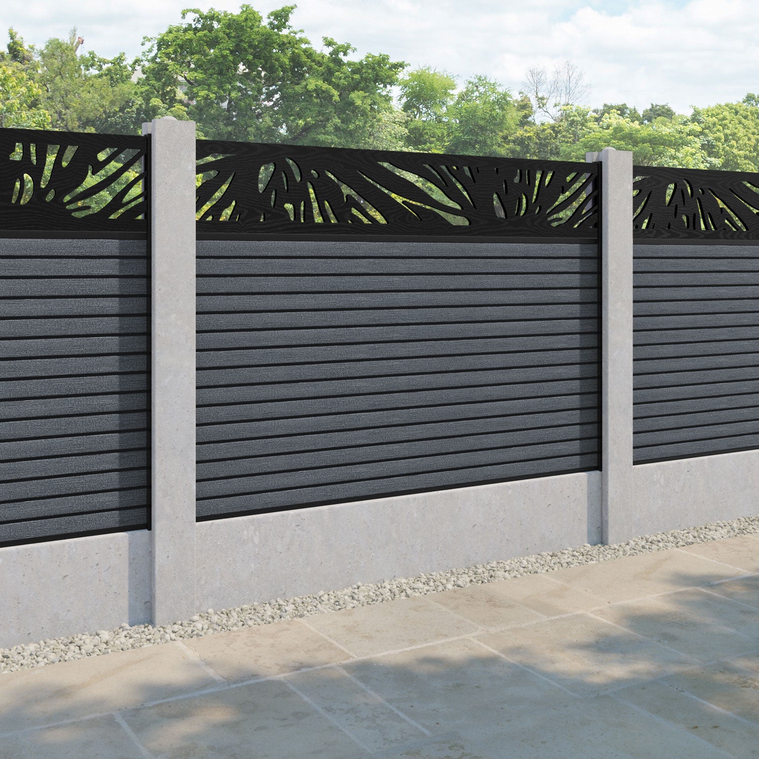 Hudson Poppy Fence Panel - Anthracite - for existing concrete posts