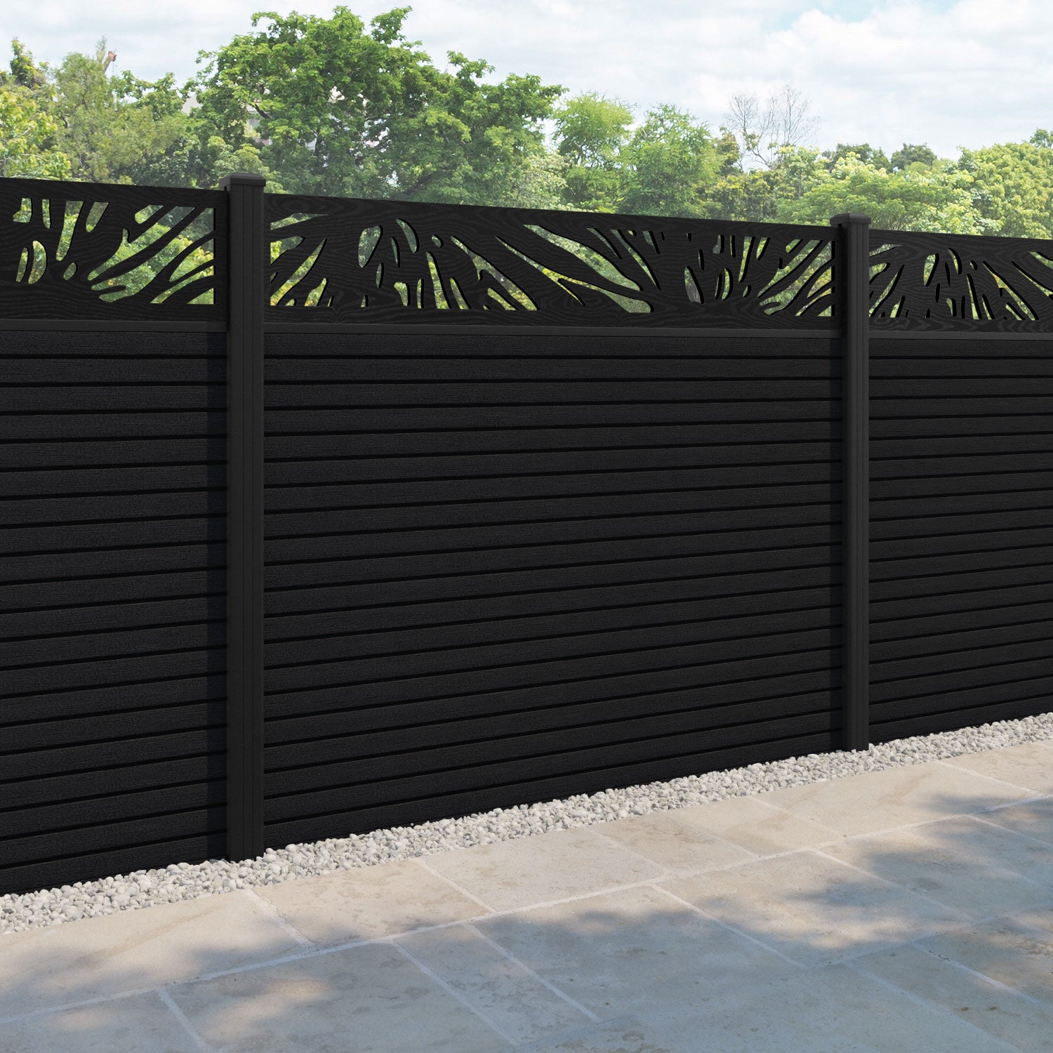 Hudson Poppy Fence Panel - Black - with our aluminium posts