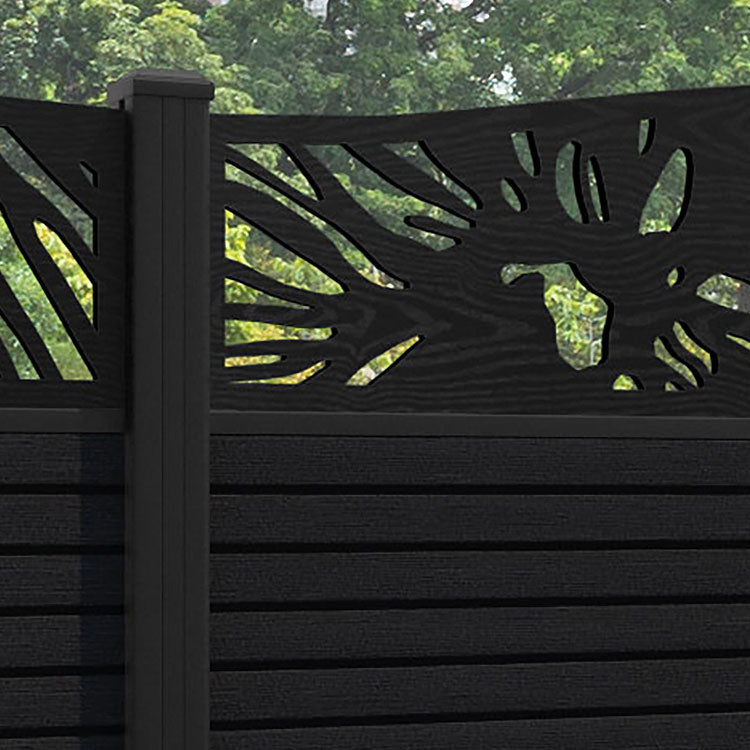 Hudson Poppy Curved Top Fence Panel - Black - with our aluminium posts