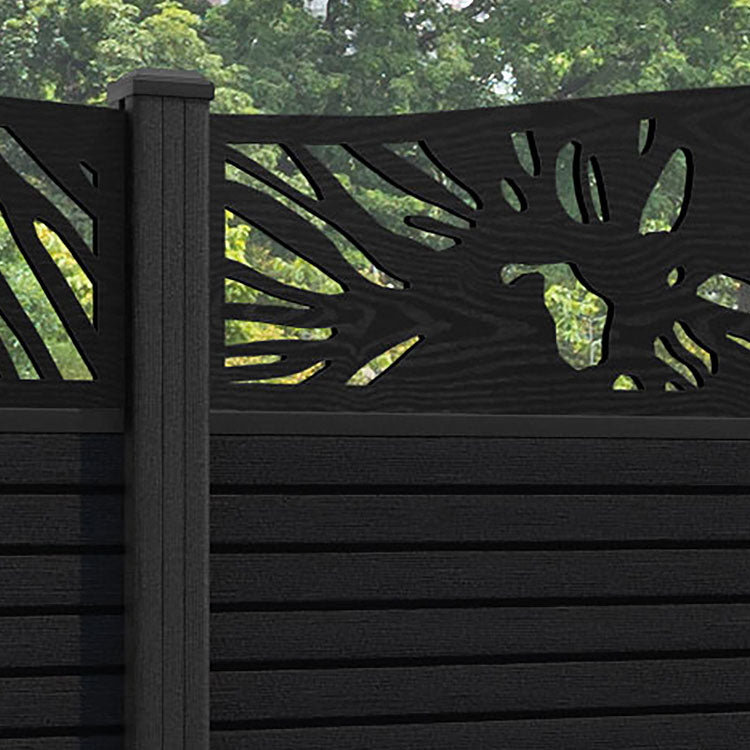 Hudson Poppy Curved Top Fence Panel - Black - with our composite posts