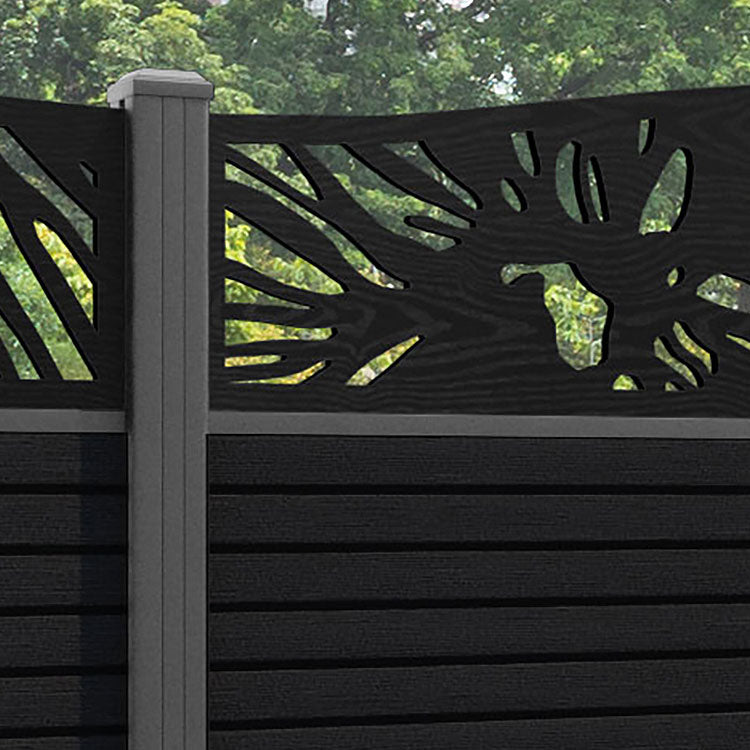 Hudson Poppy Curved Top Fence Panel - Black - with our aluminium posts