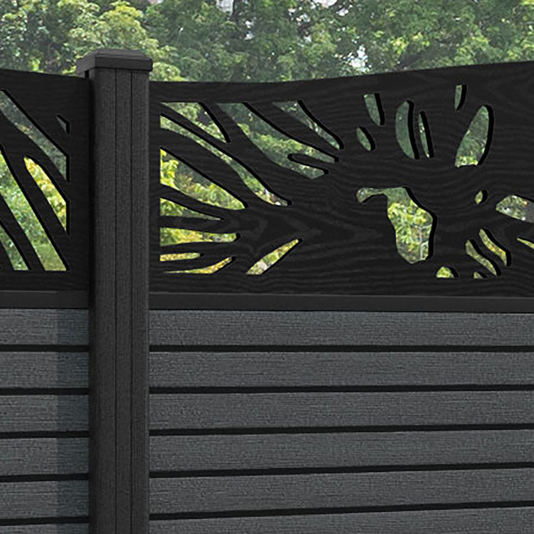 Hudson Poppy Curved Top Fence Panel - Dark Grey - with our composite posts