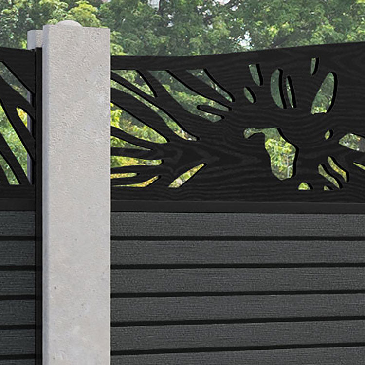 Hudson Poppy Curved Top Fence Panel - Dark Grey - for existing concrete posts