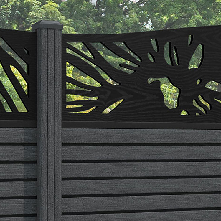 Hudson Poppy Curved Top Fence Panel - Dark Grey - with our composite posts