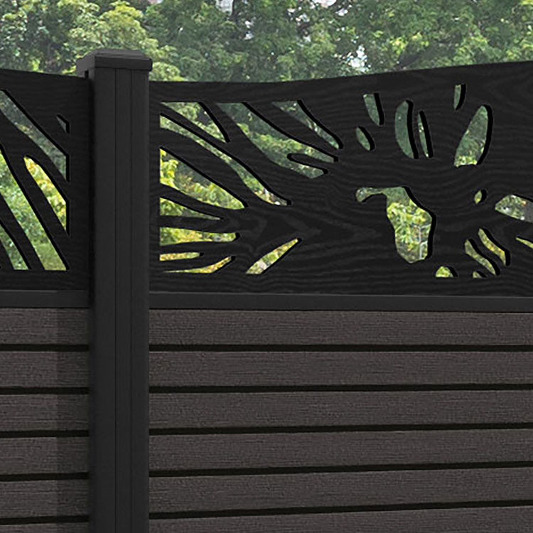 Hudson Poppy Curved Top Fence Panel - Dark Oak - with our aluminium posts