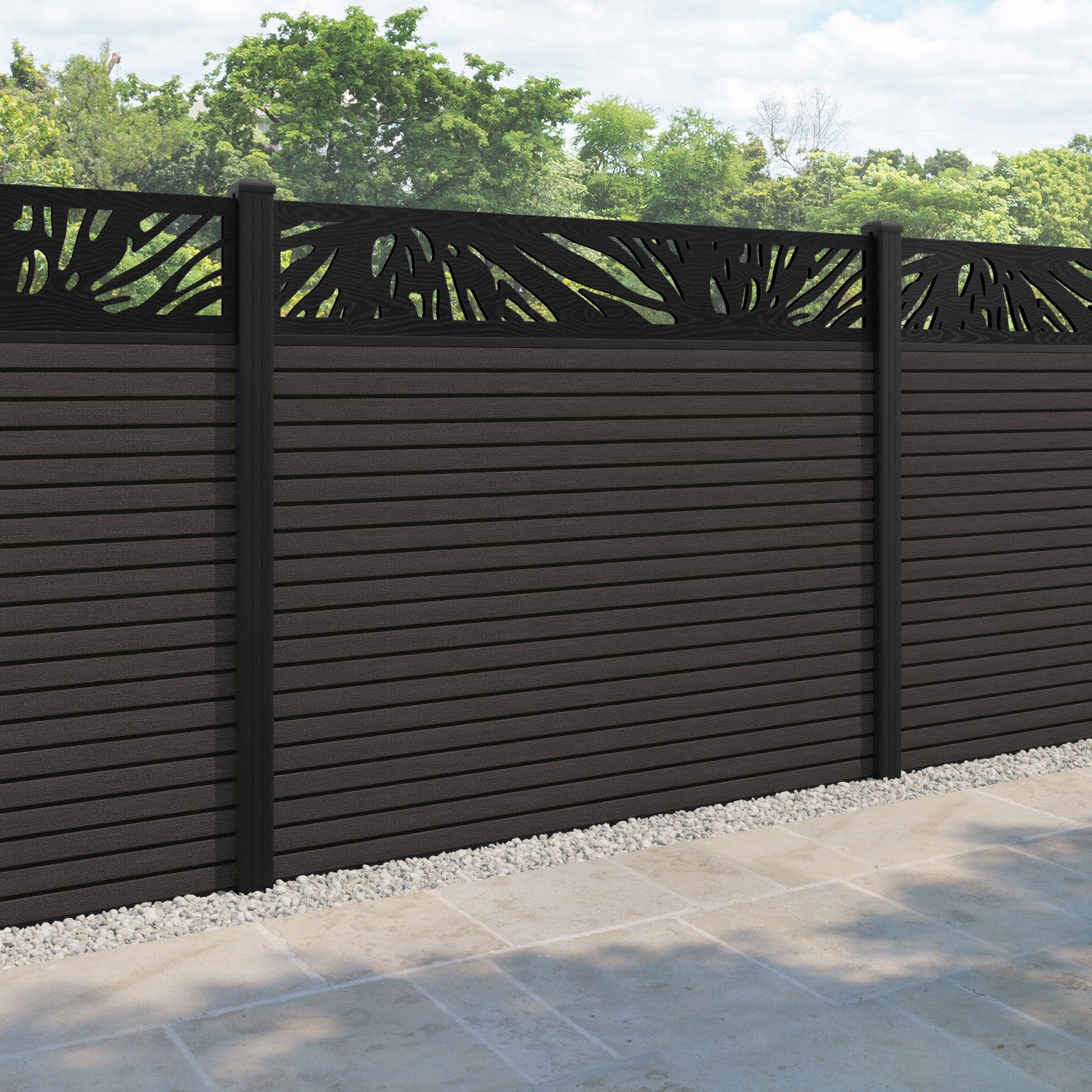 Hudson Poppy Fence Panel - Dark Oak - with our aluminium posts