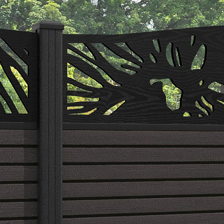 Hudson Poppy Curved Top Fence Panel - Dark Oak - with our composite posts