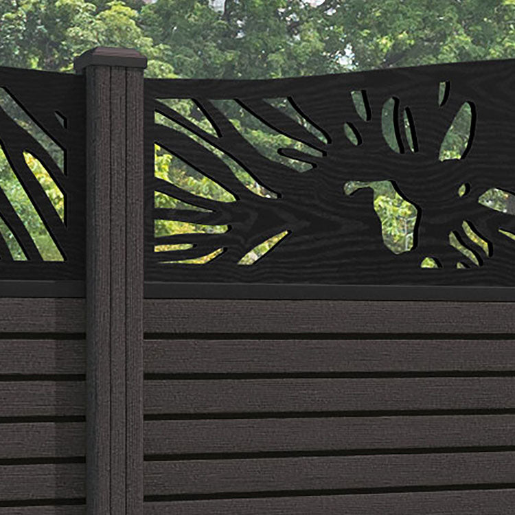 Hudson Poppy Curved Top Fence Panel - Dark Oak - with our composite posts