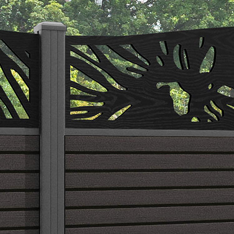 Hudson Poppy Curved Top Fence Panel - Dark Oak - with our aluminium posts
