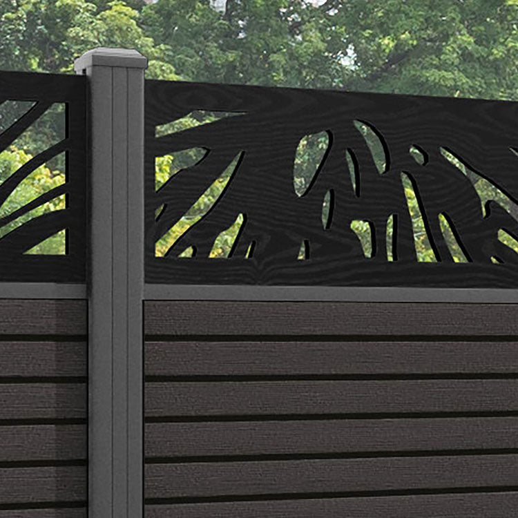 Hudson Poppy Fence Panel - Dark Oak - with our aluminium posts