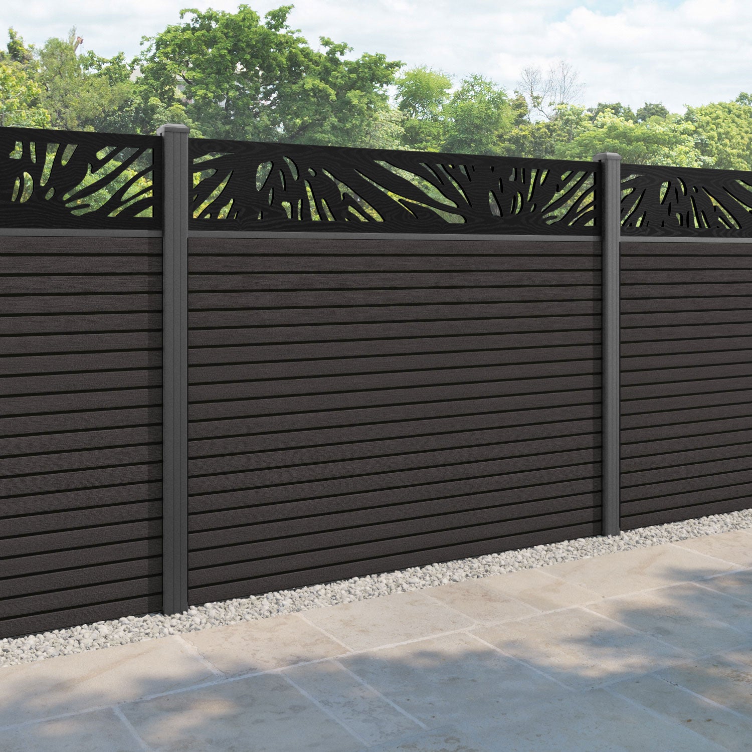 Hudson Poppy Fence Panel - Dark Oak - with our aluminium posts