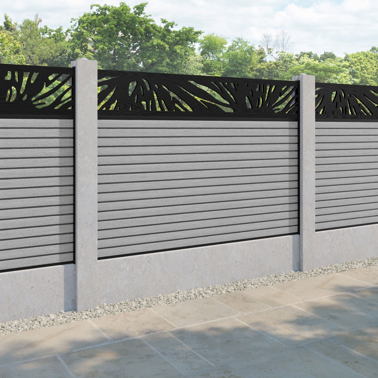Hudson Poppy Fence Panel - Light Grey - for existing concrete posts