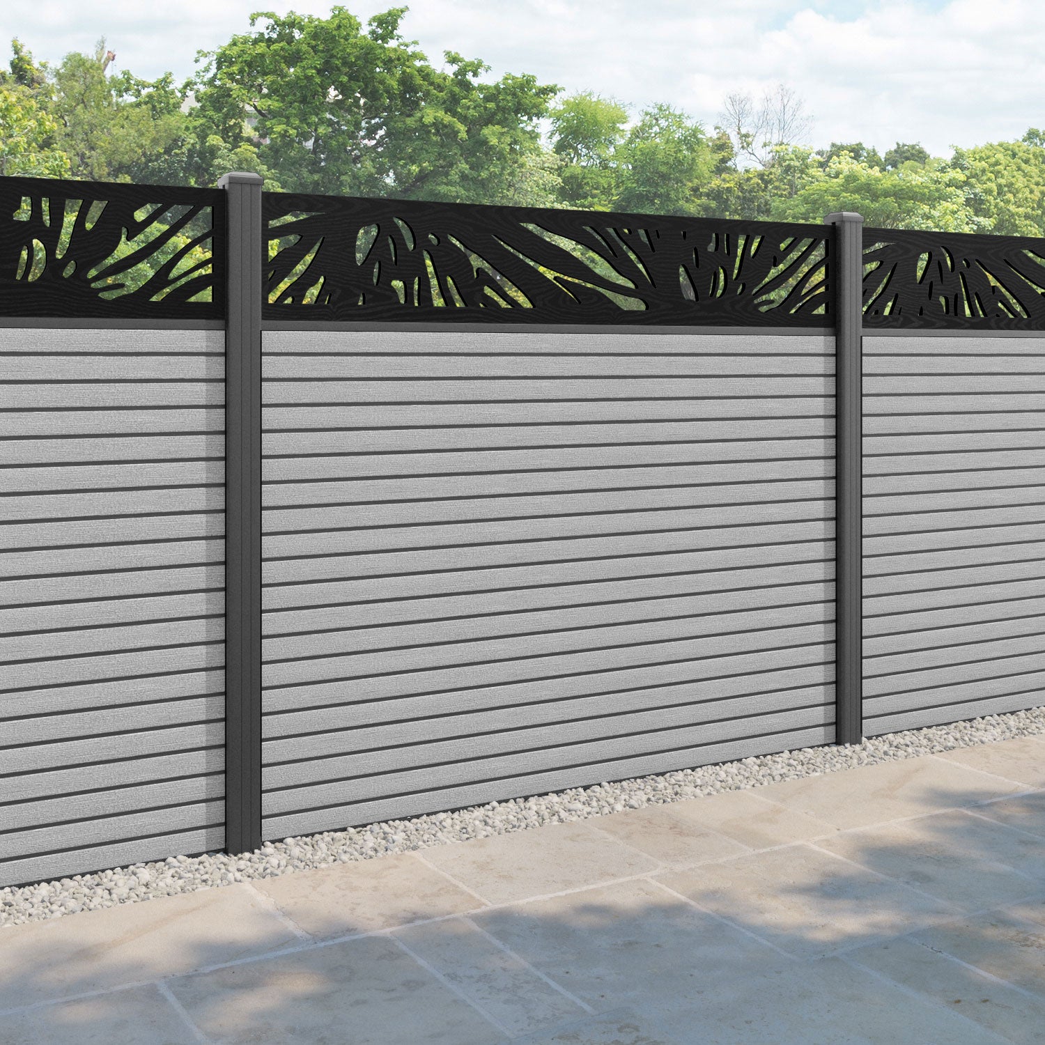 Hudson Poppy Fence Panel - Light Grey - with our aluminium posts