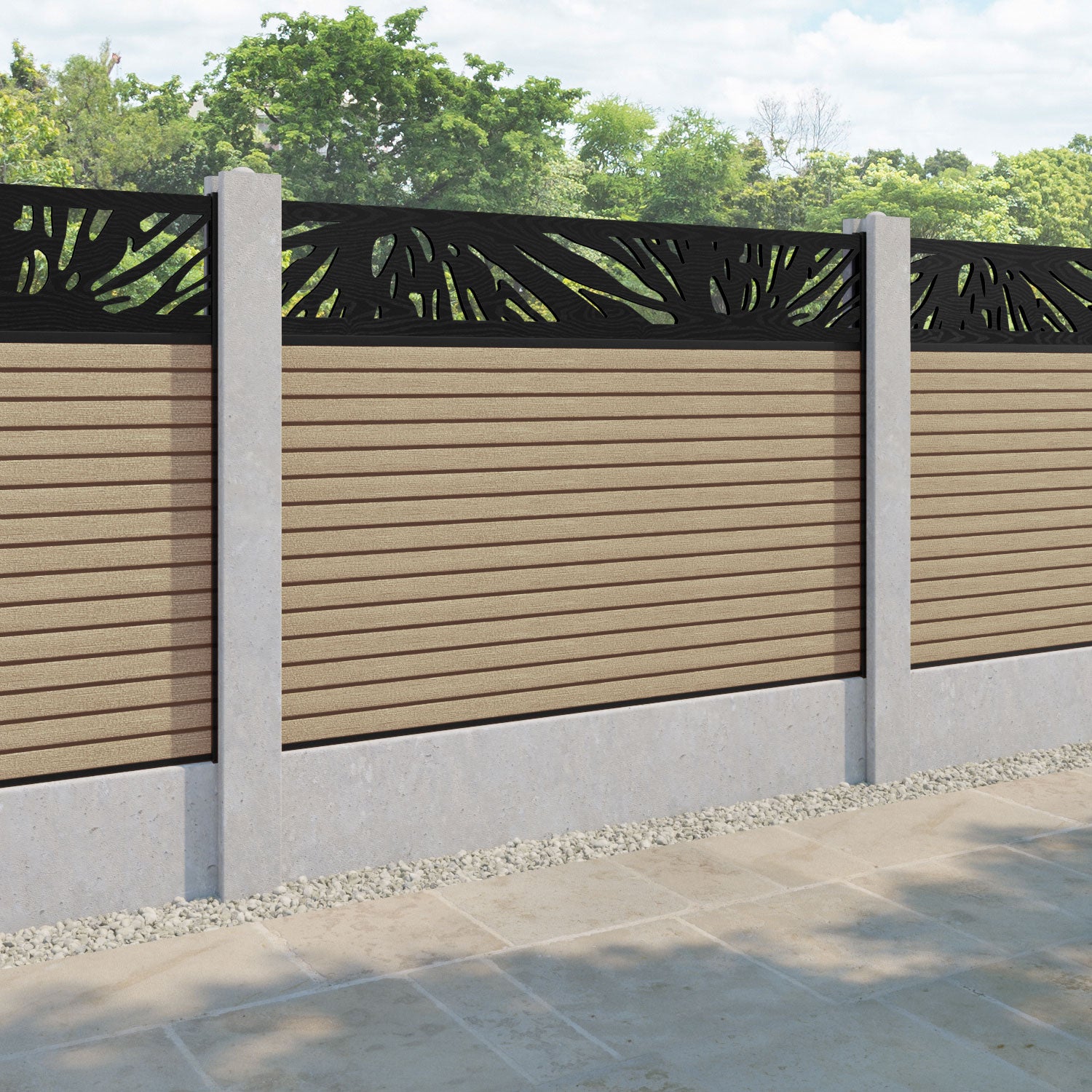 Hudson Poppy Fence Panel - Light Oak - for existing concrete posts