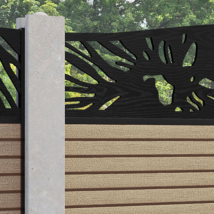 Hudson Poppy Curved Top Fence Panel - Light Oak - for existing concrete posts