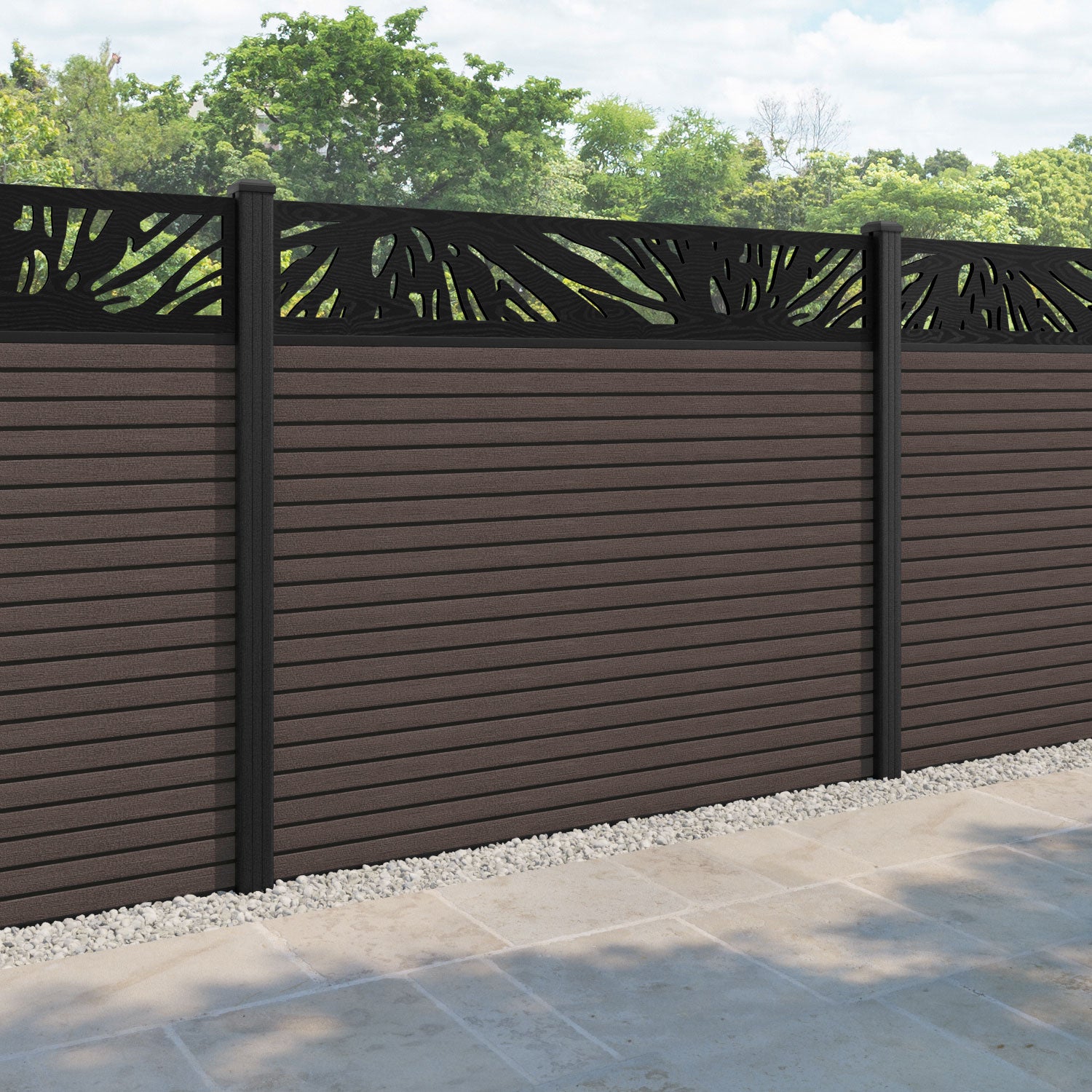 Hudson Poppy Fence Panel - Mid Brown - with our composite posts