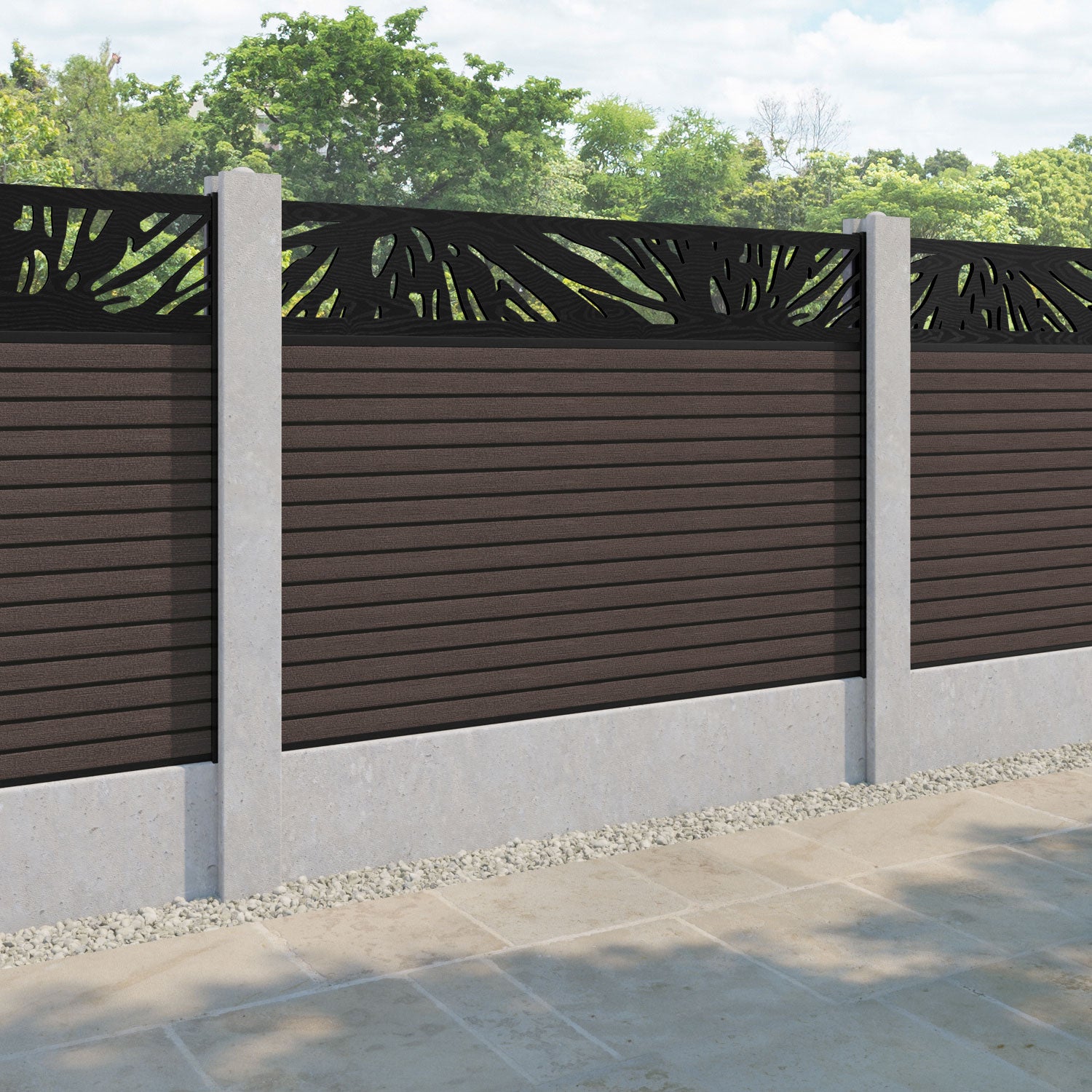 Hudson Poppy Fence Panel - Mid Brown - for existing concrete posts