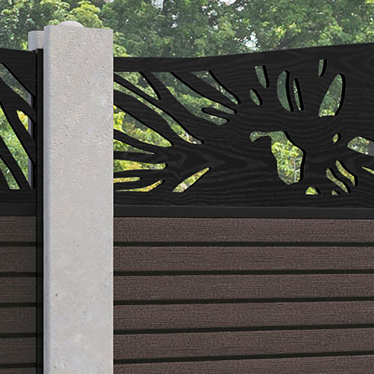 Hudson Poppy Curved Top Fence Panel - Mid Brown - for existing concrete posts
